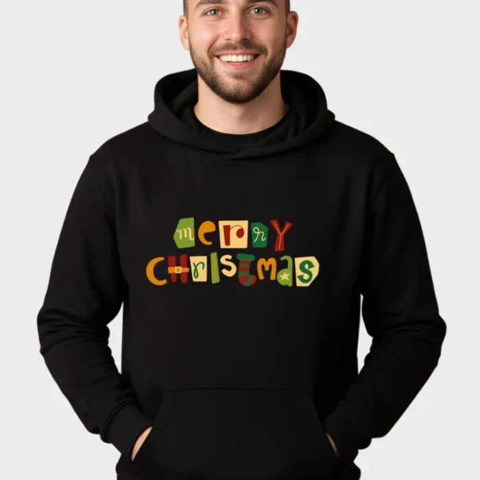 Playful Merry Christmas Lettering- Hoodie