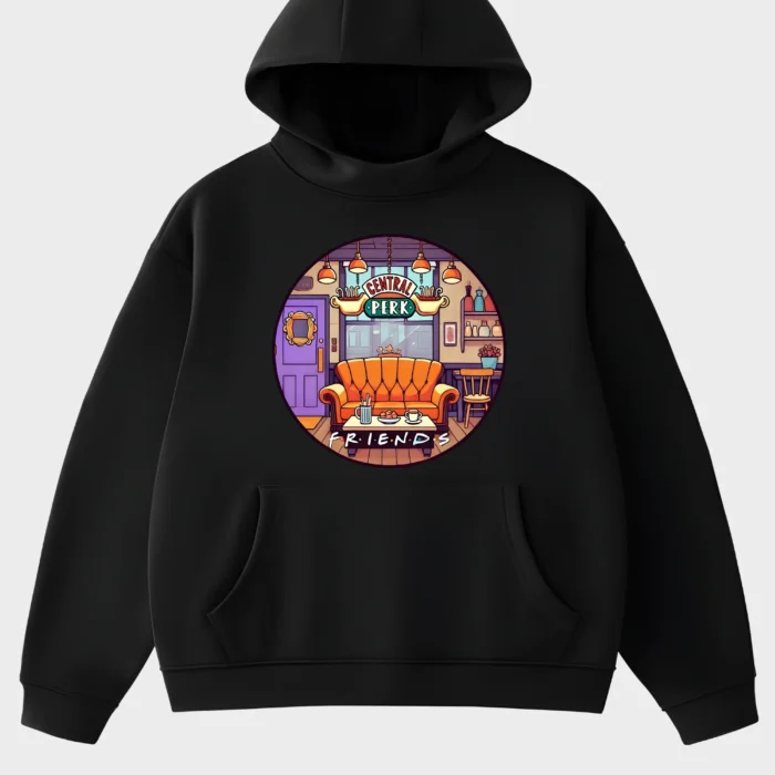 Retro Nostalgia Central Perk Café Circle Graphic Hoodie