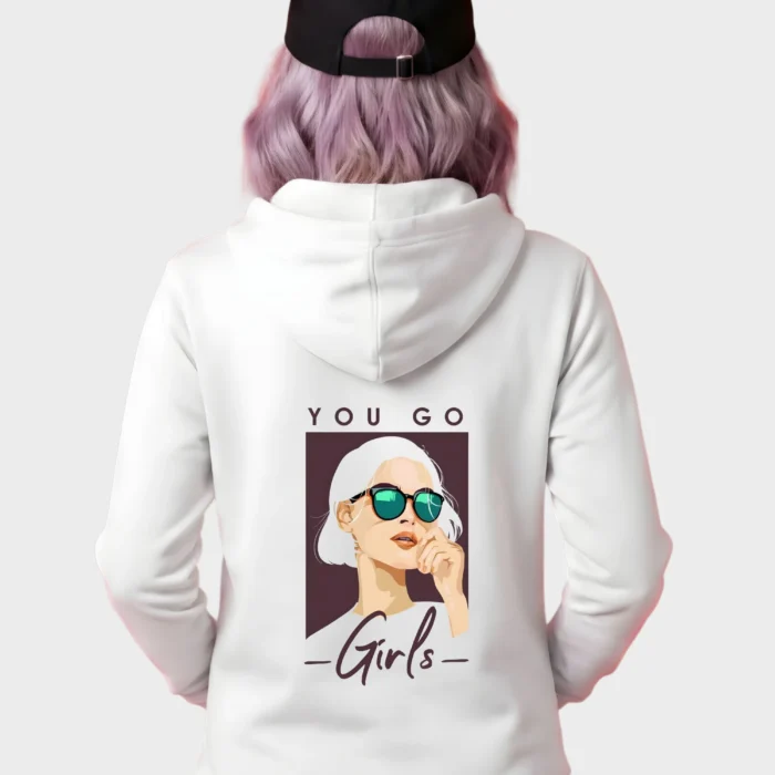 You Go Girls Retro Chic Graphic Back-Print Hoodie
