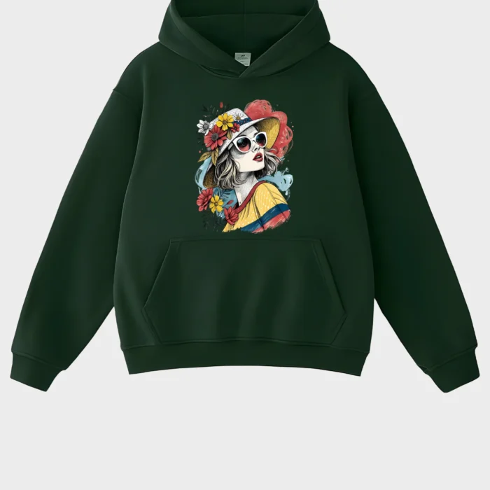 Botanical Muse Emerald Graphic Hoodie