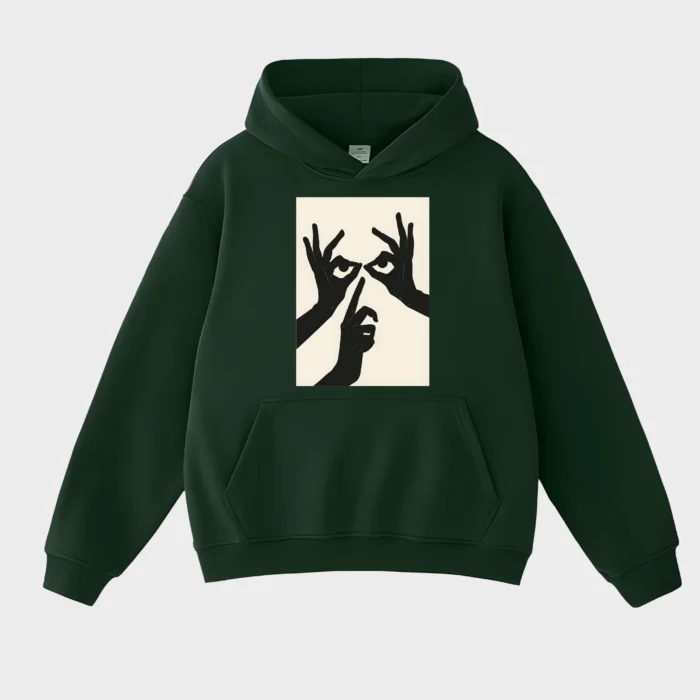 Minimalist Hand & Eye Graphic Hoodie