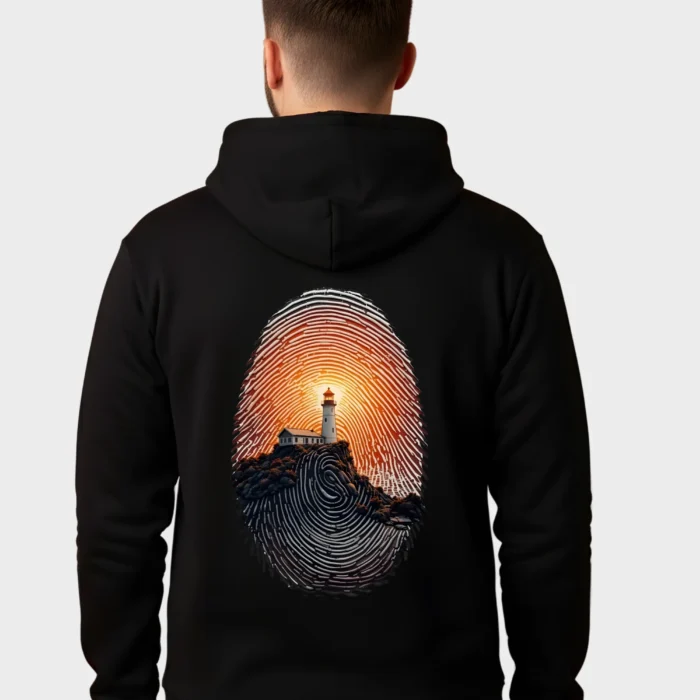Sunset Lighthouse Fingerprint Artistic Graphic