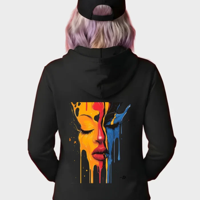 Primary Drip Abstract Face Graphic Hoodie