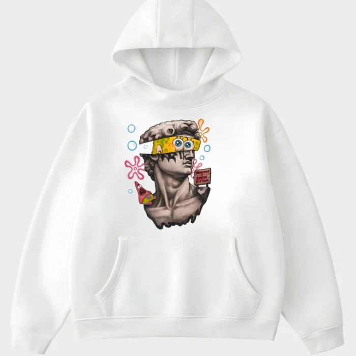 Renaissance David Bikini Bottom Mashup White Graphic Hoodie