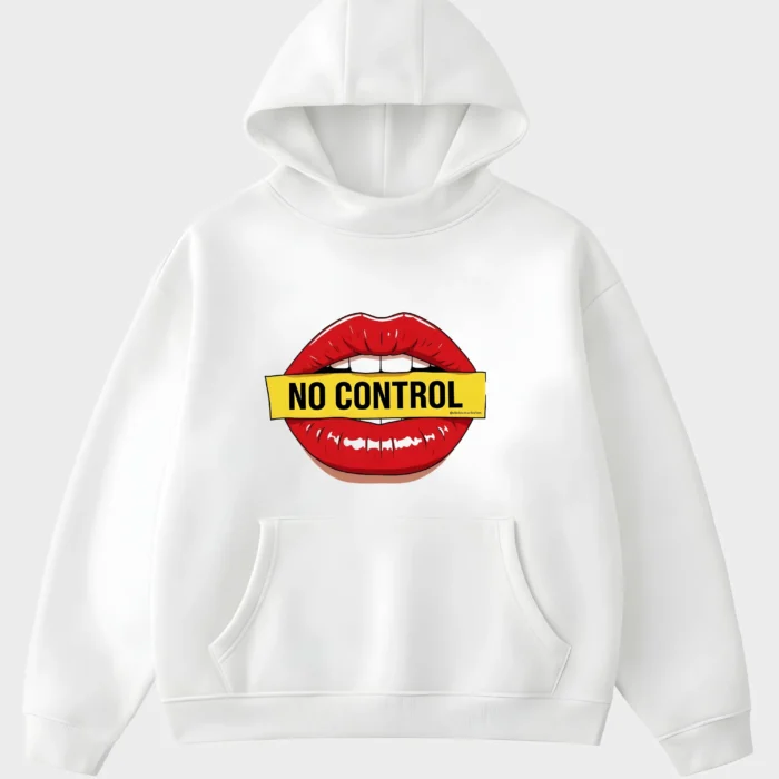Warning Sign No Control Caution Tape Mouth Graphic Hoodie