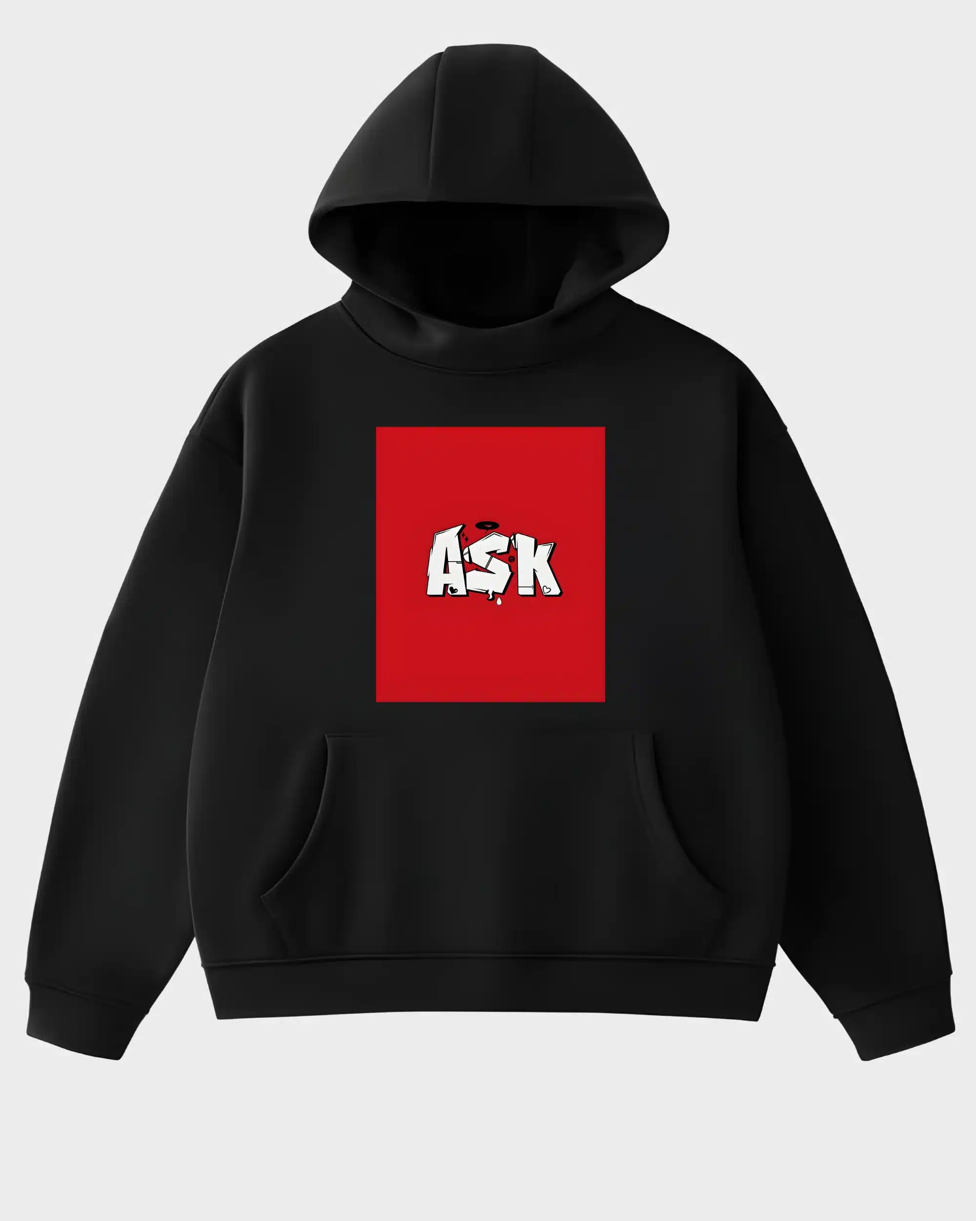 Urban Rebel ASK Graffiti Tag Red Box Logo Hoodie