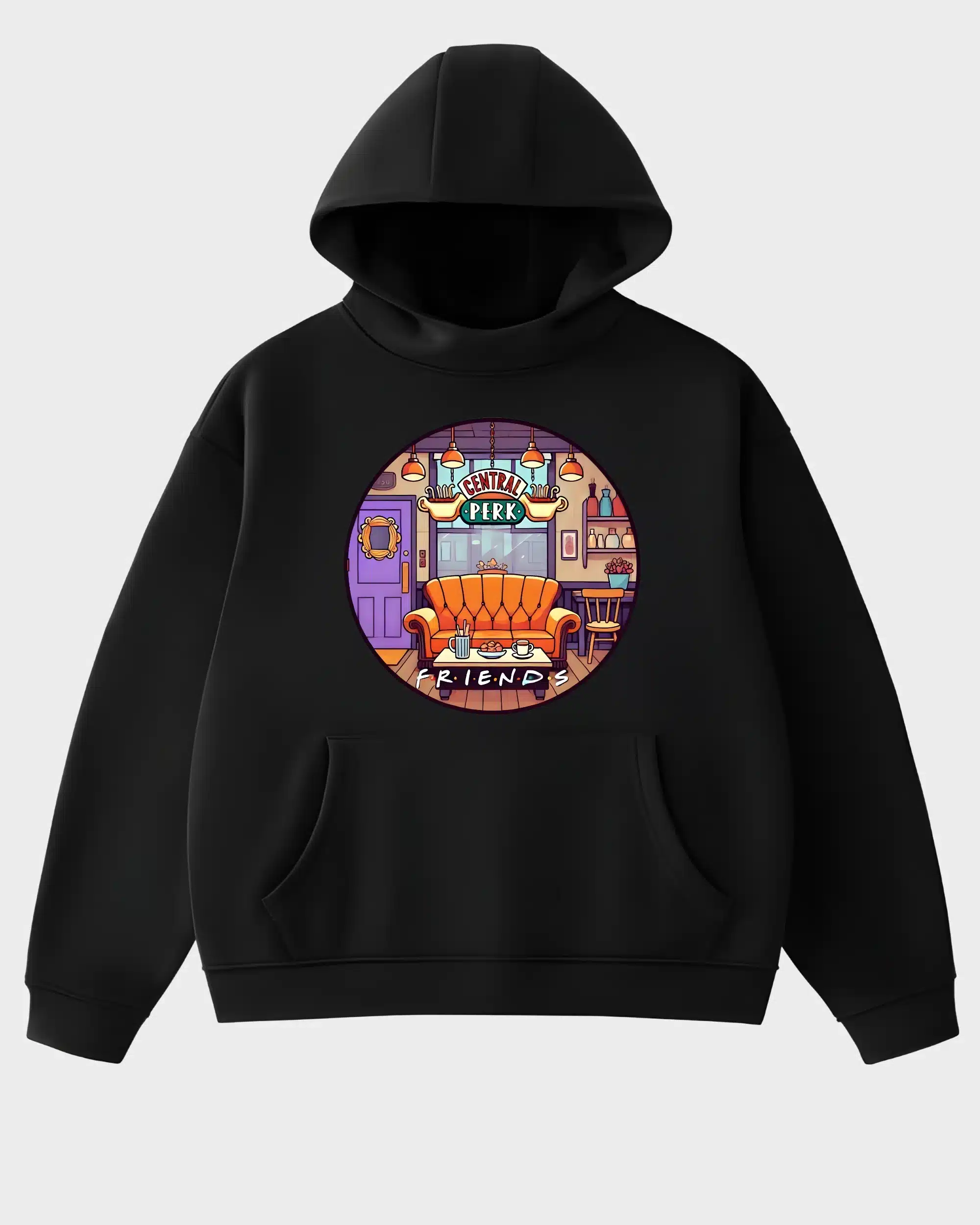 Retro Nostalgia Central Perk Café Circle Graphic Hoodie