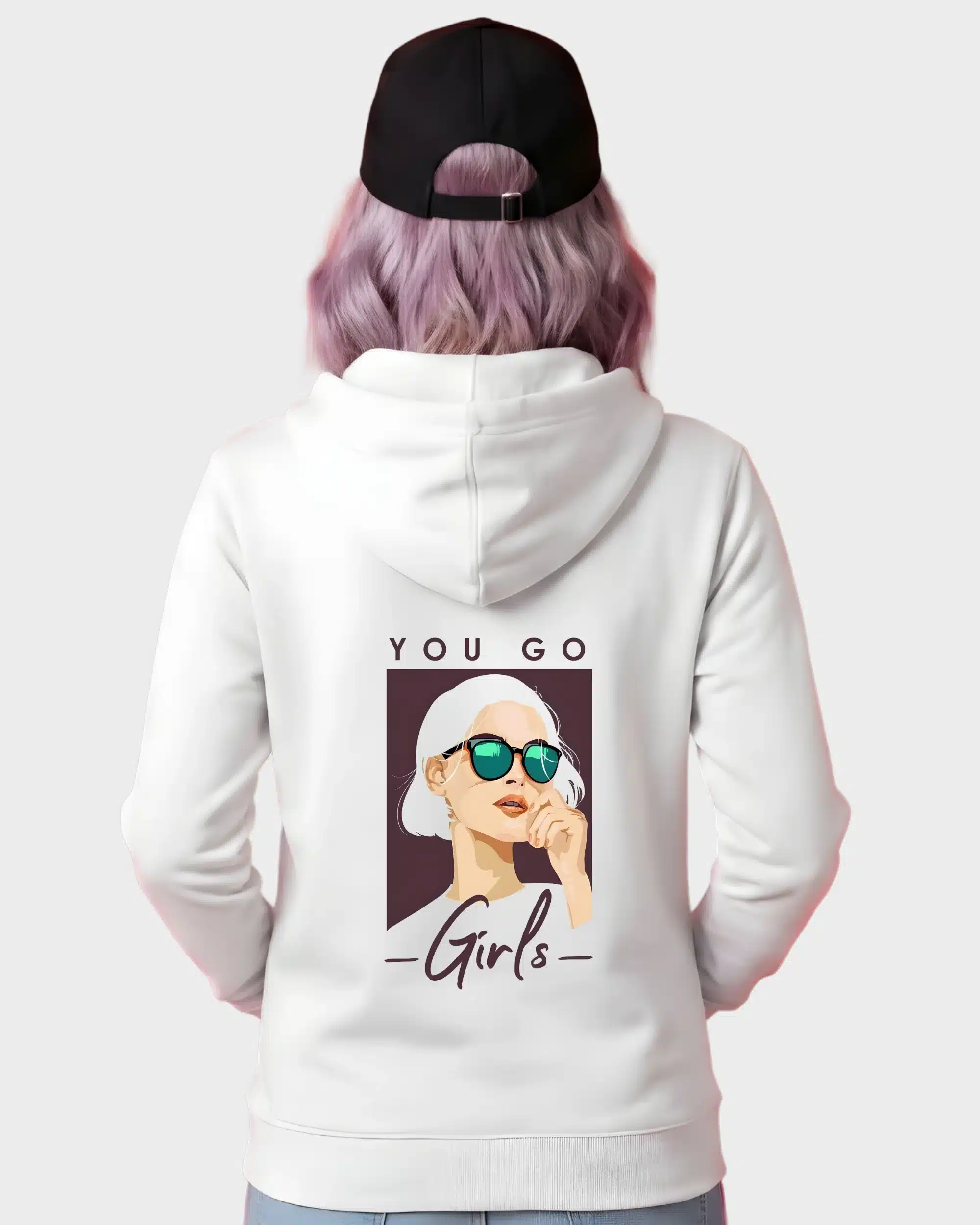 You Go Girls Retro Chic Graphic Back-Print Hoodie