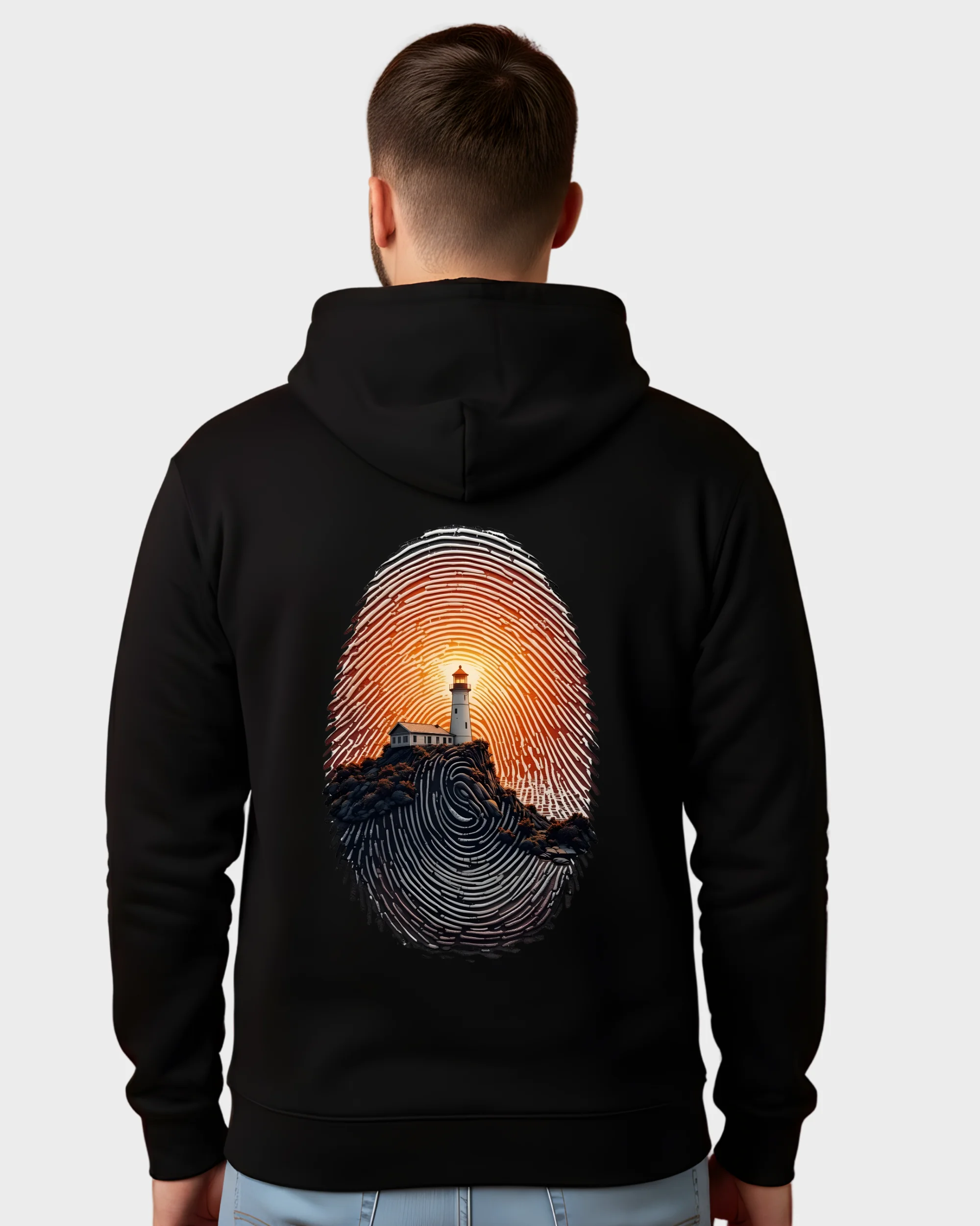 Sunset Lighthouse Fingerprint Artistic Graphic