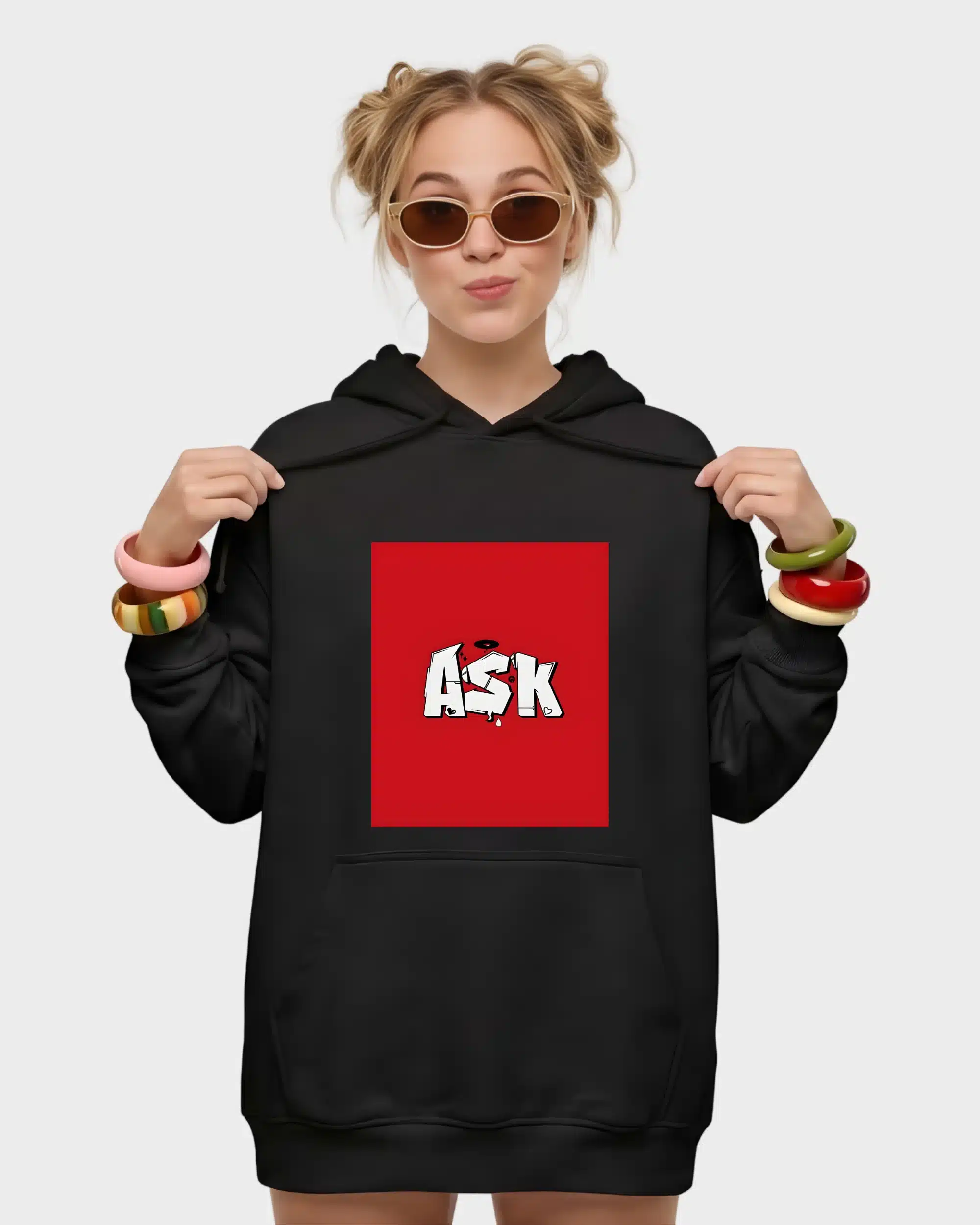 Urban Rebel ASK Graffiti Tag Red Box Logo Hoodie - Image 2