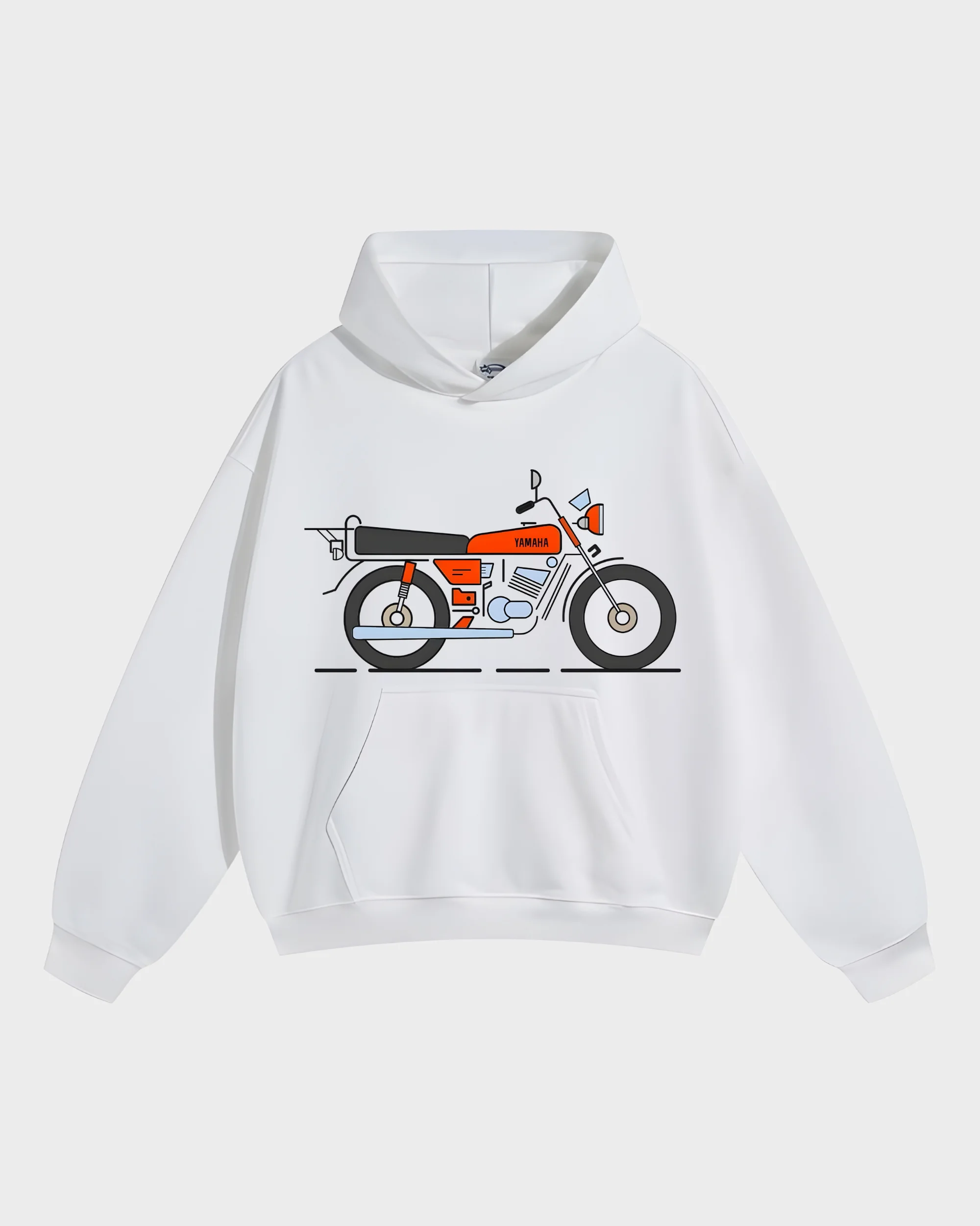 Retro Yamaha Classic Motorcycle White Graphic Hoodie