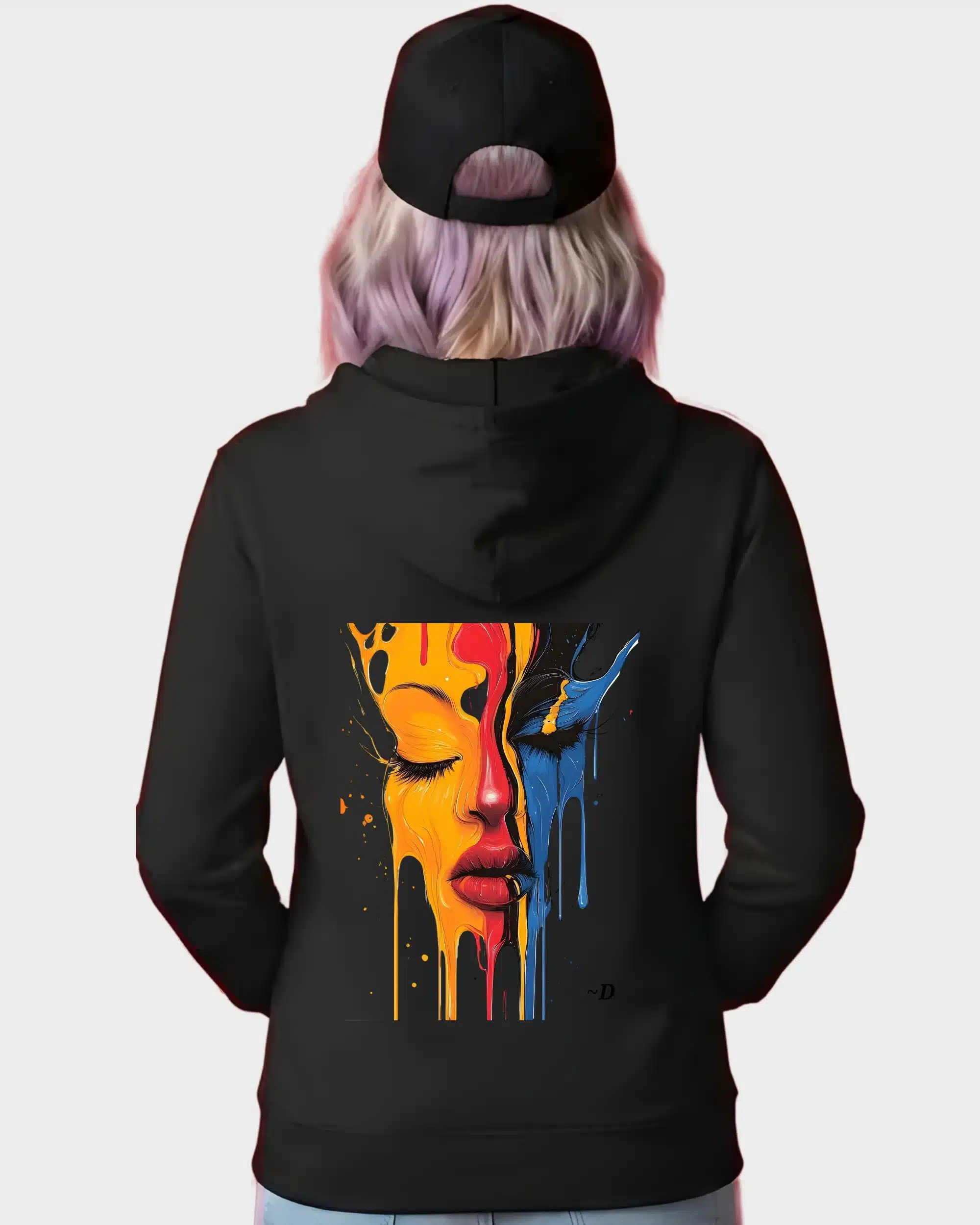 Primary Drip Abstract Face Graphic Hoodie