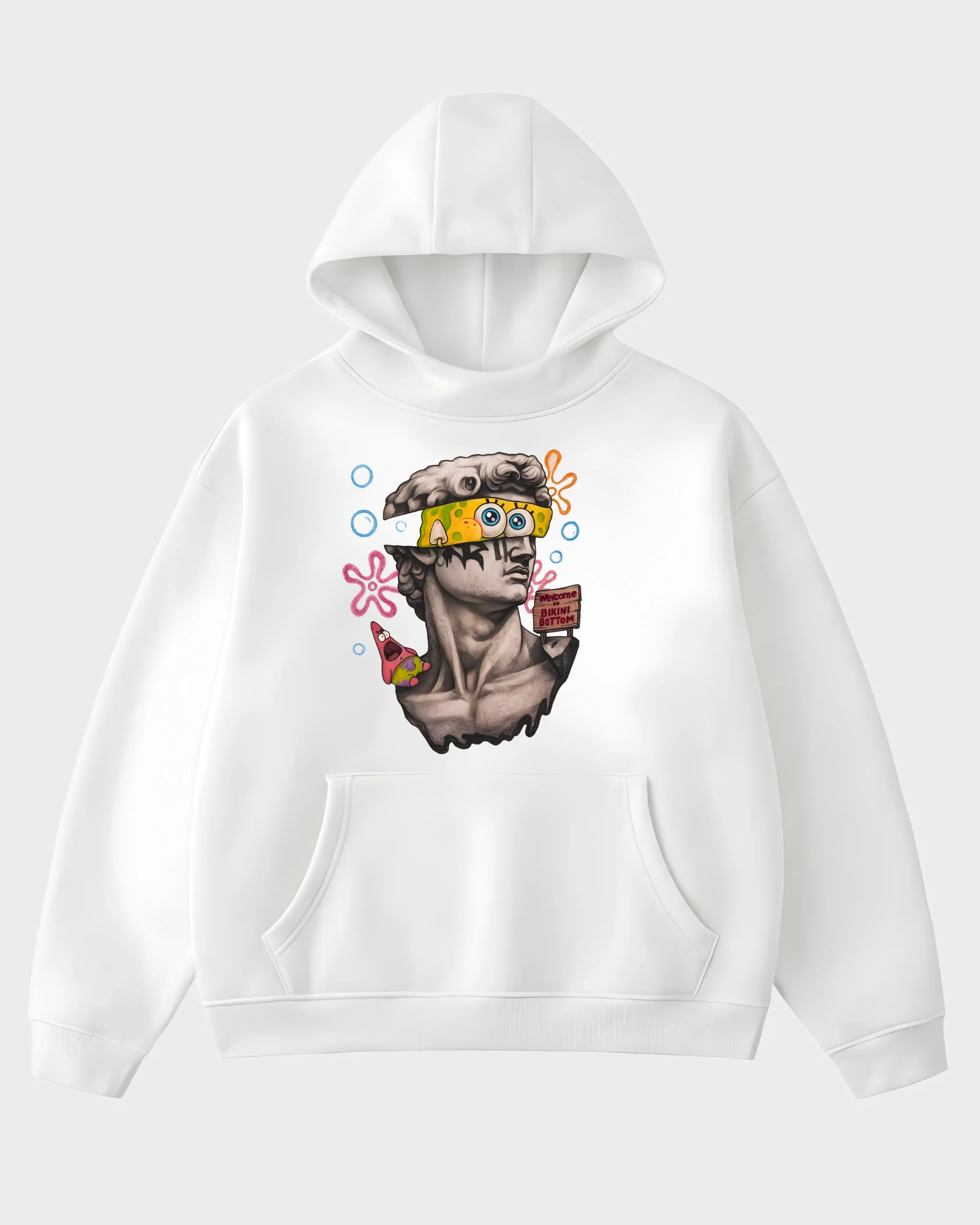 Renaissance David Bikini Bottom Mashup White Graphic Hoodie