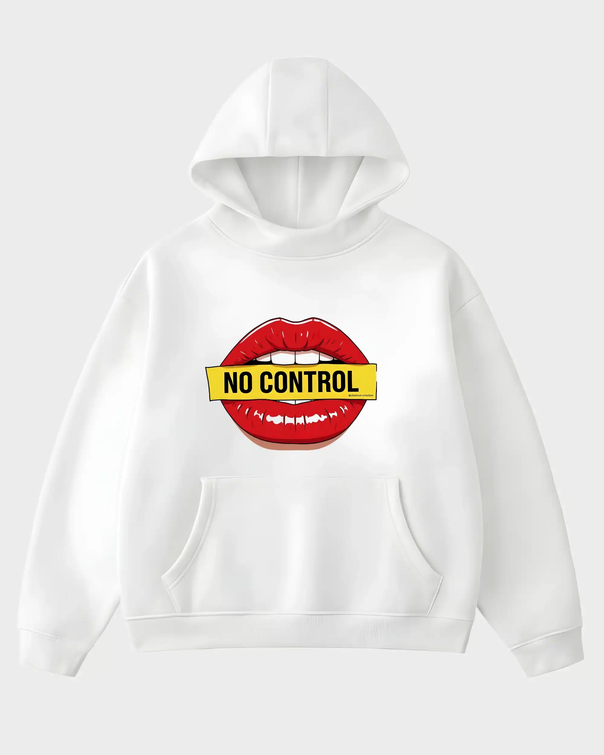 Warning Sign No Control Caution Tape Mouth Graphic Hoodie