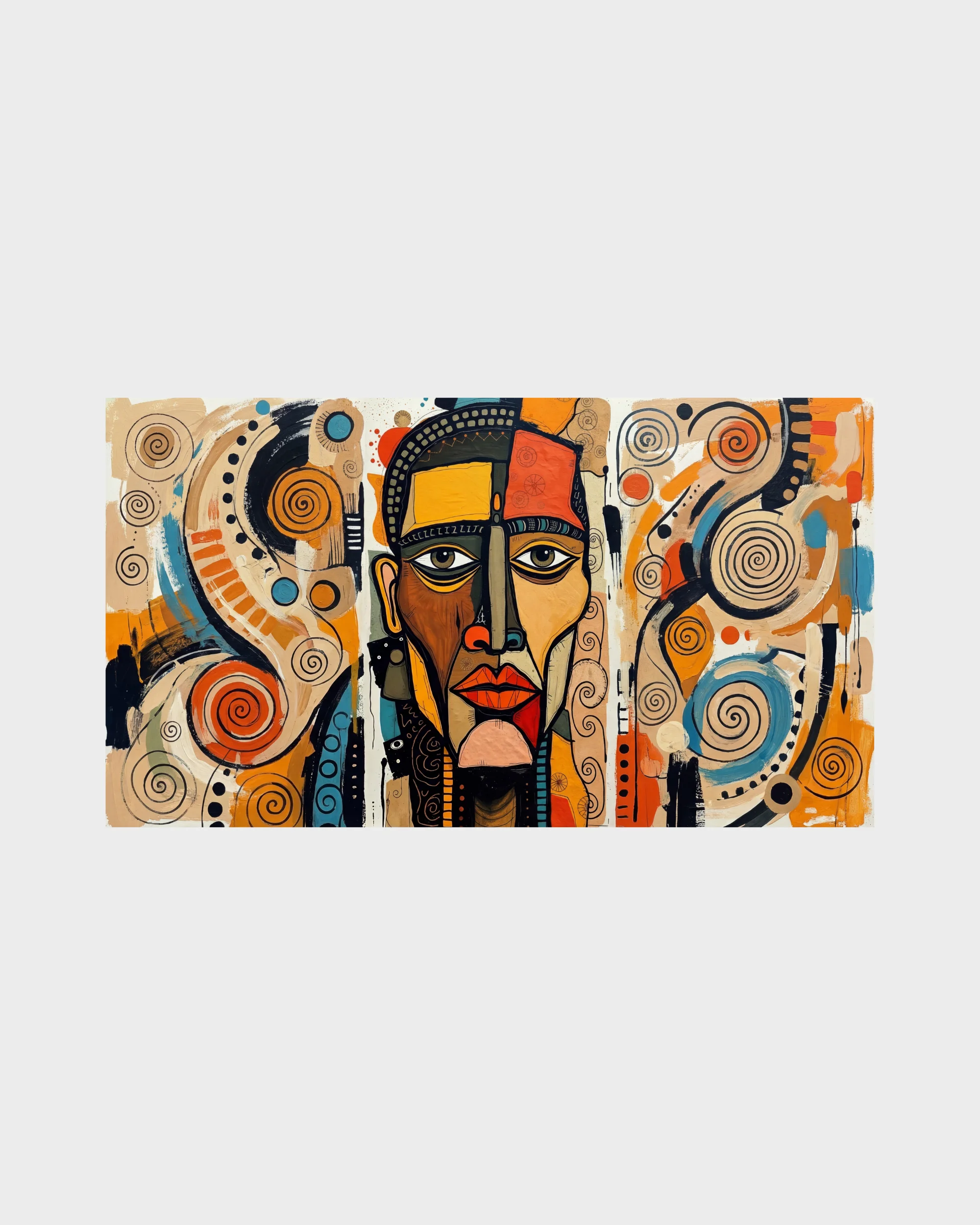 African Inspired Tribal Mask Abstract White Graphic Hoodie - Image 2